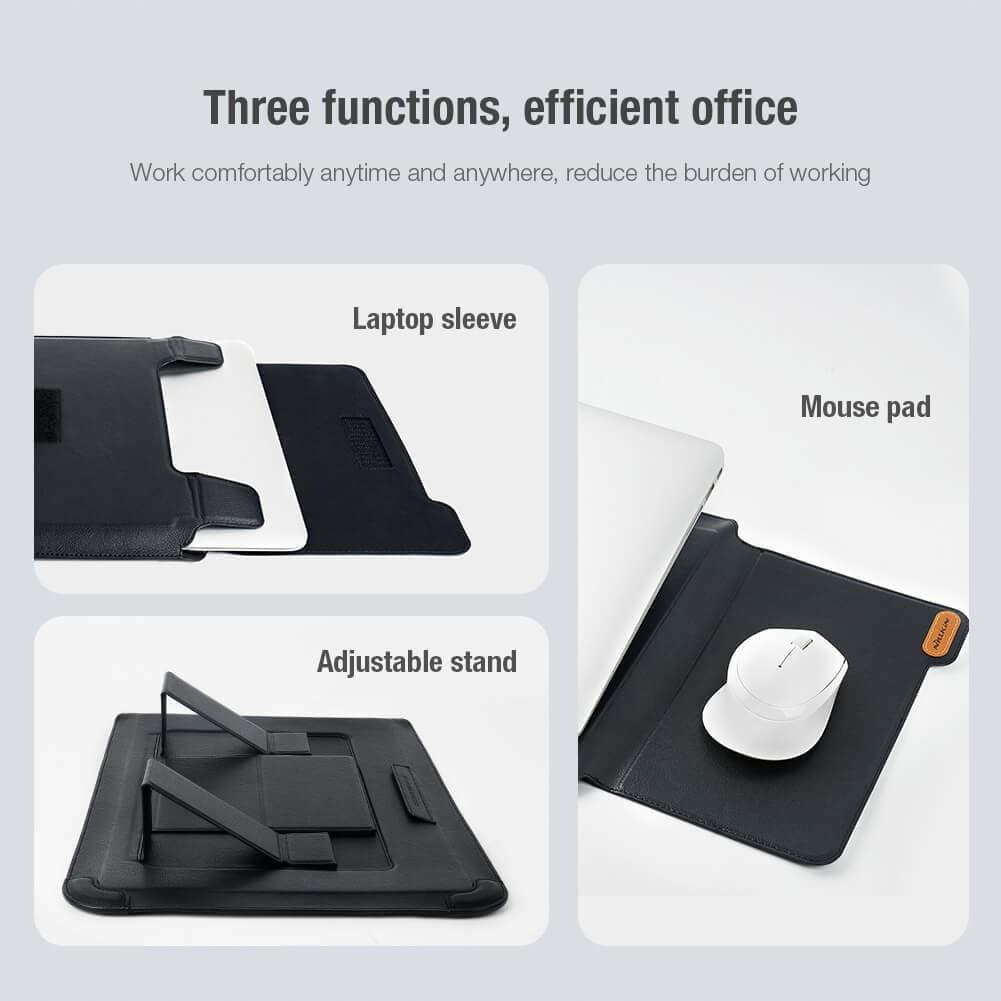 Калъф с вградена поставка за MacBook Pro 13, Mаcbook Air 13 и лаптопи до 14 инча - Nillkin Versatile Laptop Sleeve 14 inch 3in1 Water Ripple (черен) (bulk)