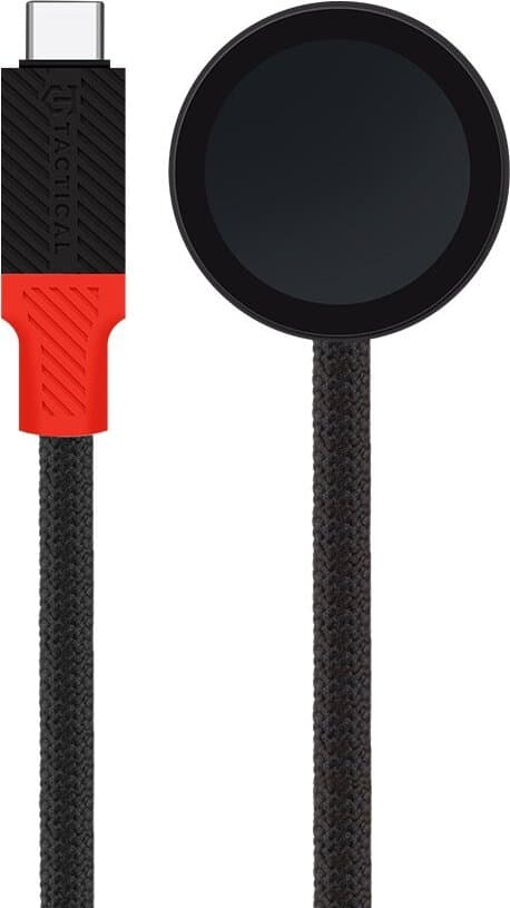 USB-C кабел с магнитен конектор за зареждане на Apple Watch (100 см) - Tactical Recce 3:20 Apple Watch Inductive Cable (черен-червен)