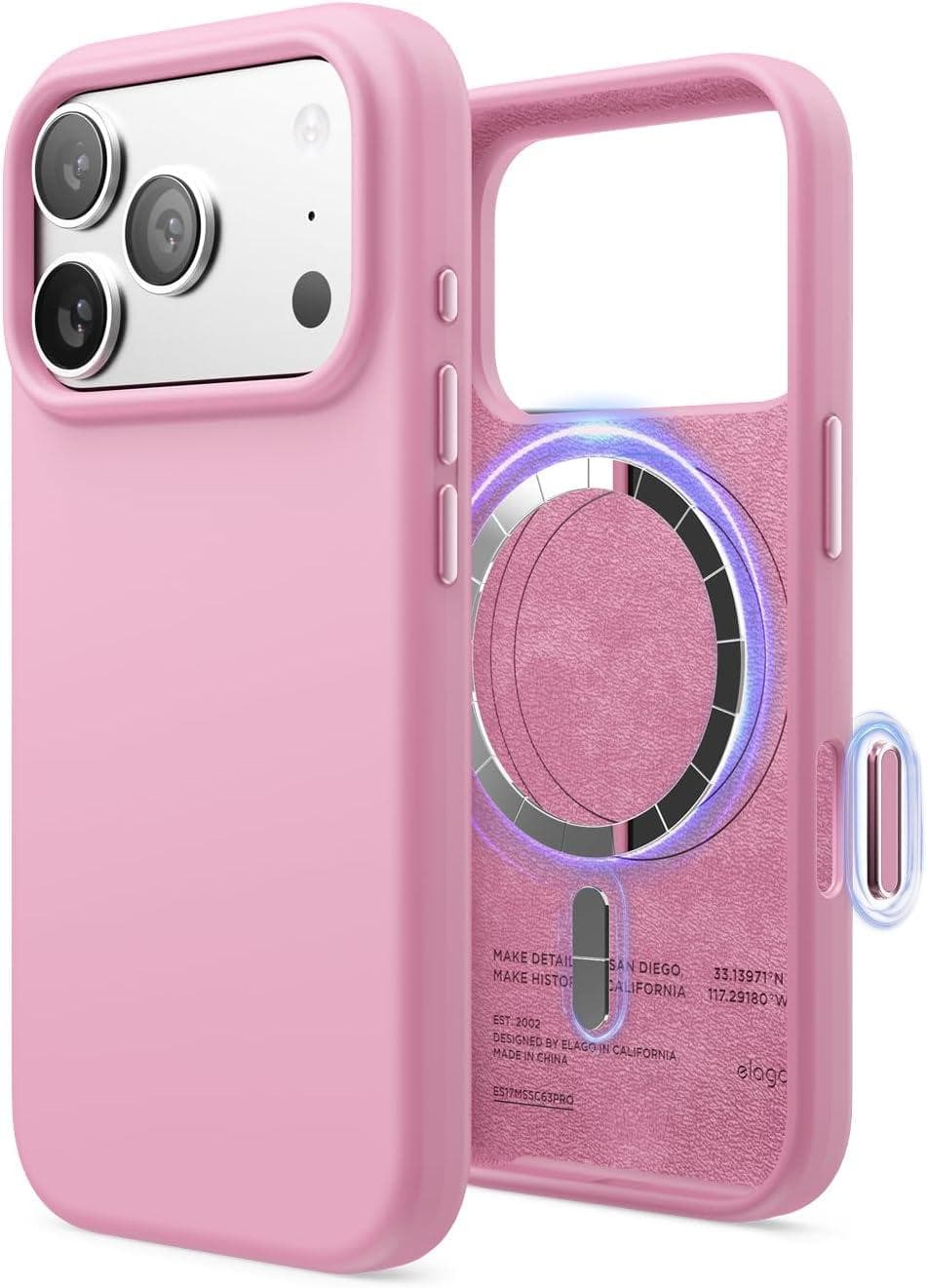 Силиконов (TPU) калъф с MagSafe за iPhone 17 Pro - Elago Magnetic Soft Silicone Case (розов)