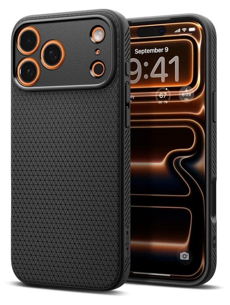 Удароустойчив силиконов (TPU) калъф за iPhone 17 Pro Max - Spigen Liquid Air Case (черен)