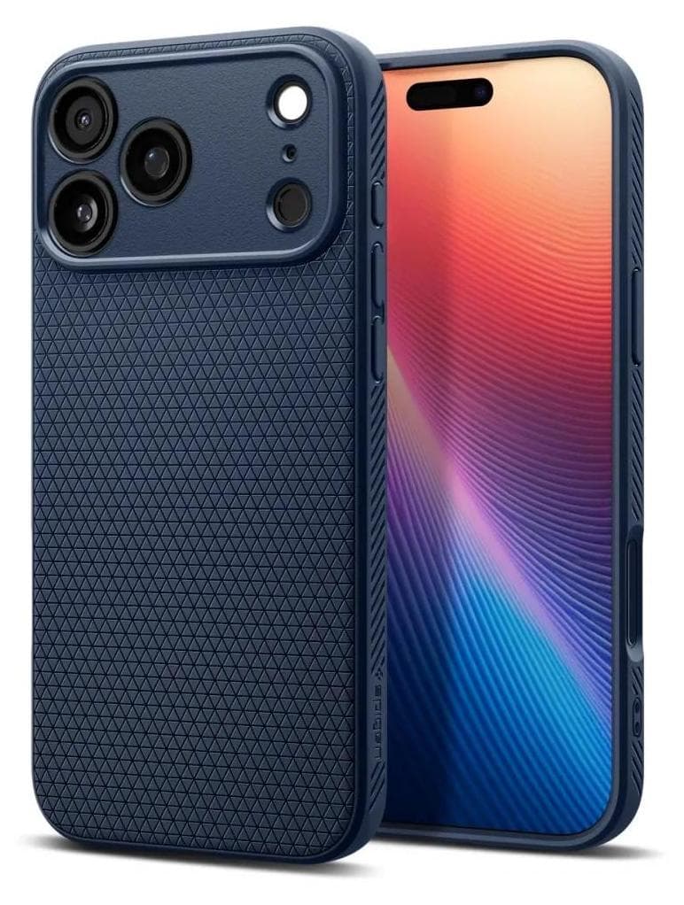 Удароустойчив силиконов (TPU) калъф за iPhone 17 Pro Max - Spigen Liquid Air Case (тъмносин)