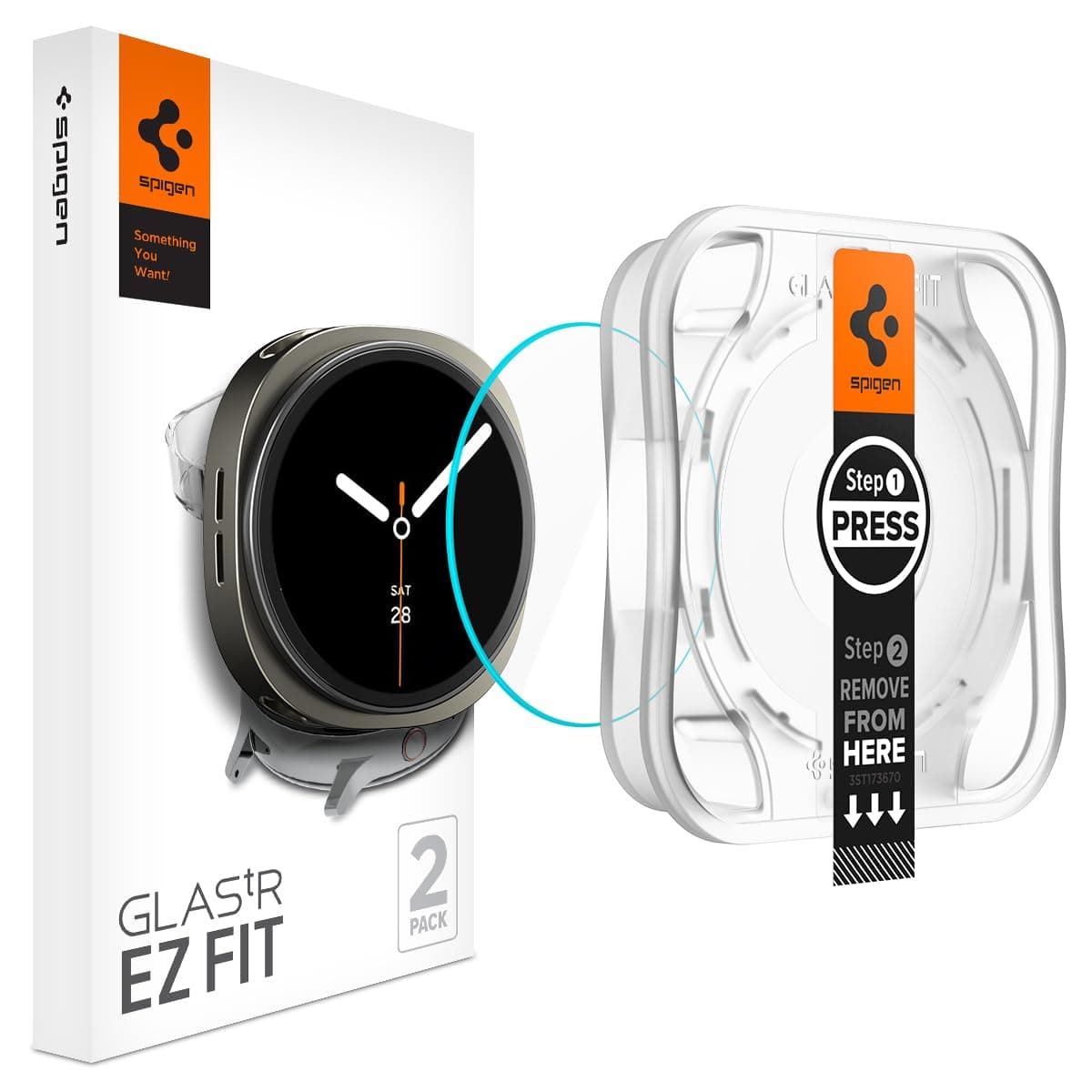 2 броя стъклени защитни покрития за дисплея на Samsung Galaxy Watch 8 44мм - Spigen Tempered Glass GLAS.tR EZ Fit 2 Pack (прозрачен)