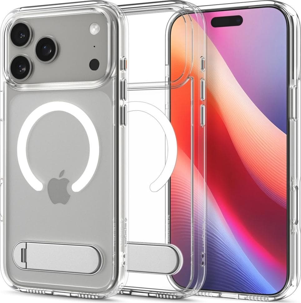 Хибриден кейс с висока степен на защита с MagSafe и вградена поставка за iPhone 17 Pro - Spigen Ultra Hybrid S MagSafe Case (прозрачен)