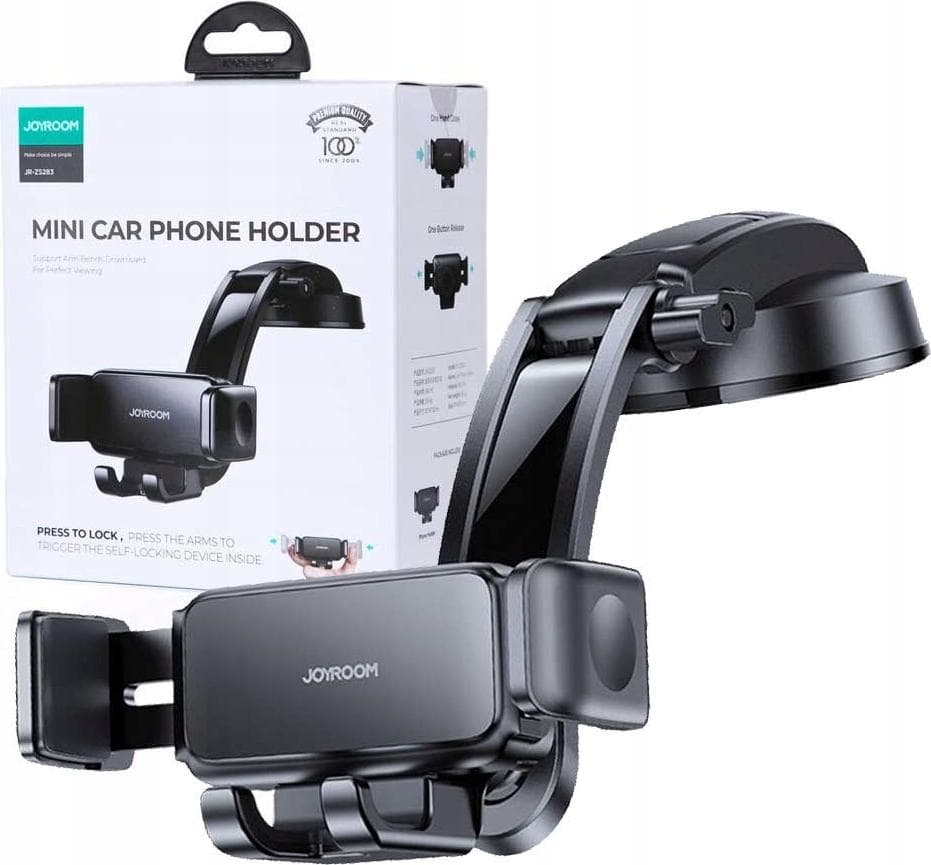 Поставка за таблото на кола за смартфони с дисплеи до 7 инча - Joyroom Mini Car Phone Holder Dashboard Mount (JR-ZS283) (черен)
