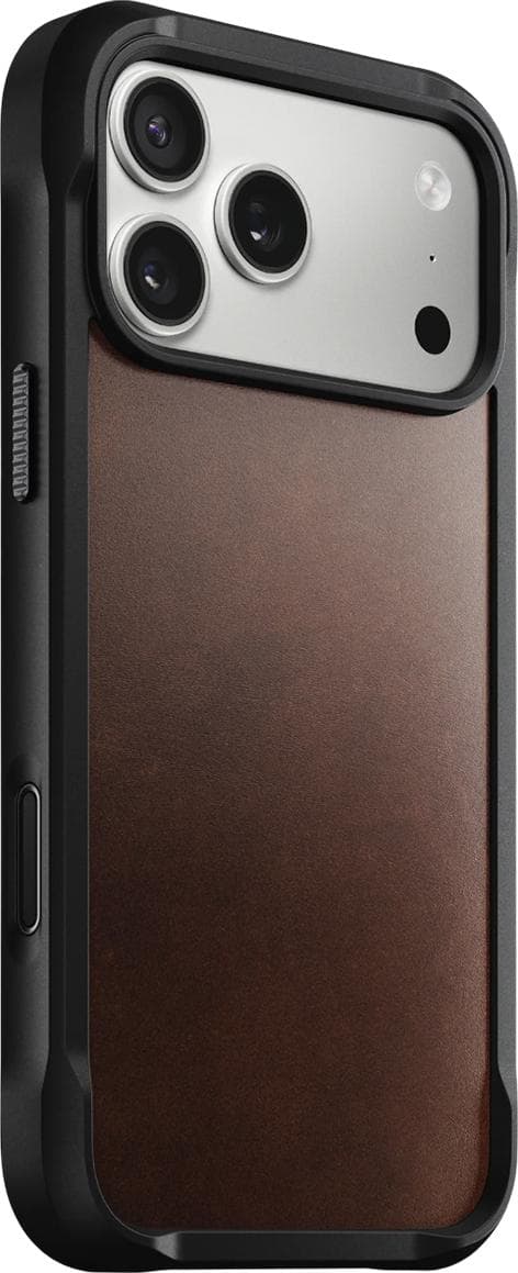 Хибриден кожен (естествена кожа) удароустойчив кейс с MagSafe за iPhone 17 Pro Max - Nomad Rugged Leather Horween MagSafe Case (тъмнокафяв)