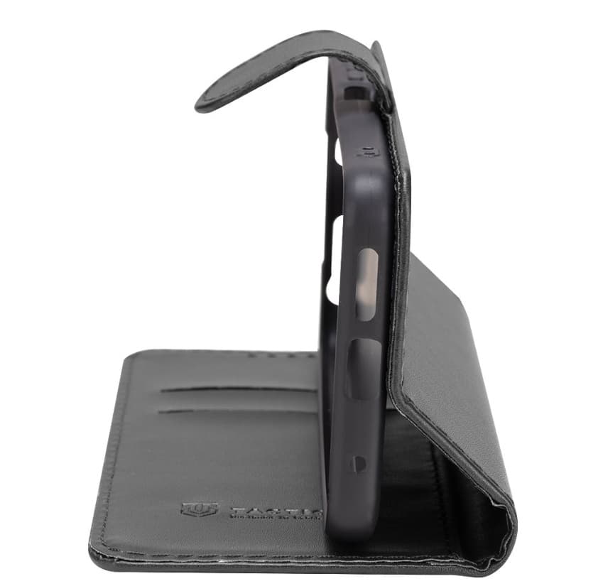 Кожен калъф, тип портфейл с поставка и отделение за кр. карти за Honor 200 Pro - Tactical Field Notes Leather Flip Case (черен)