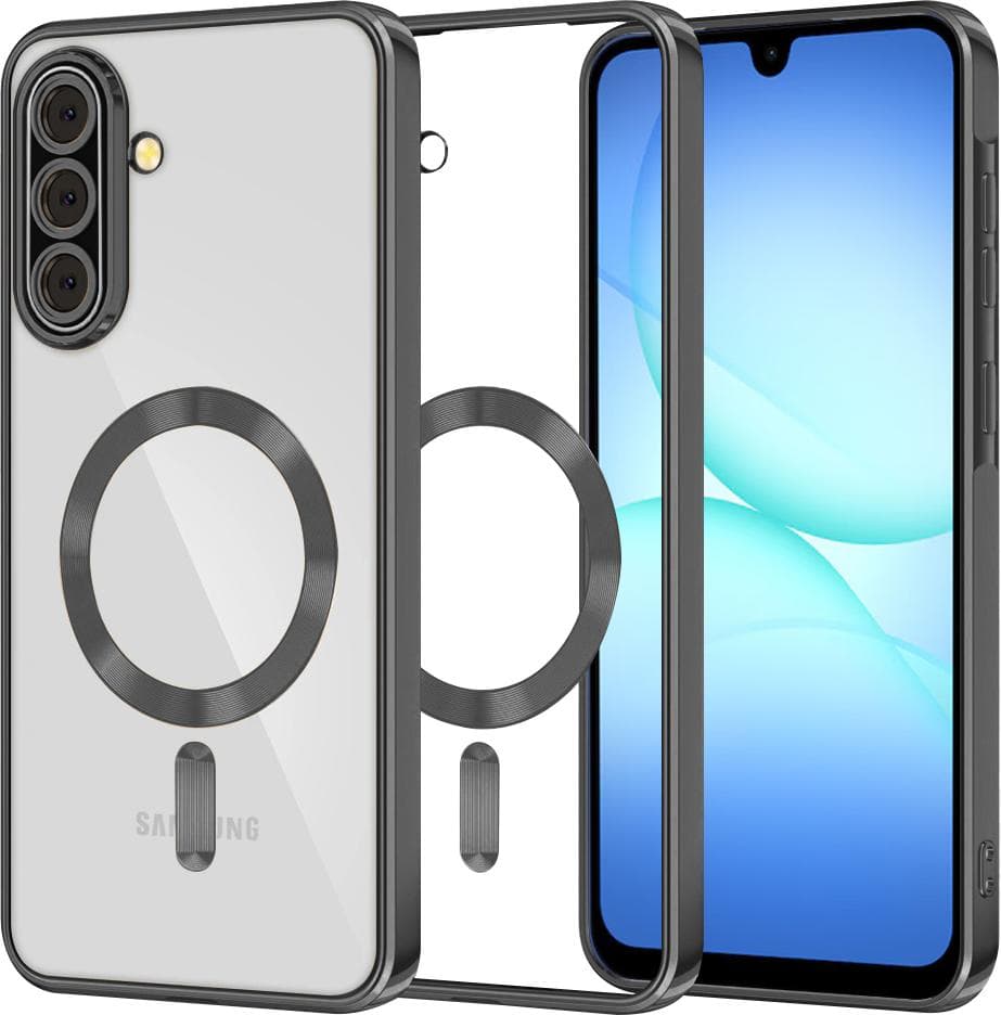 Тънък силиконов (TPU) калъф с MagSafe за Samsung Galaxy A17 5G, Galaxy A17 4G - Techsuit Luxury Crystal MagSafe Case (черен-прозрачен)