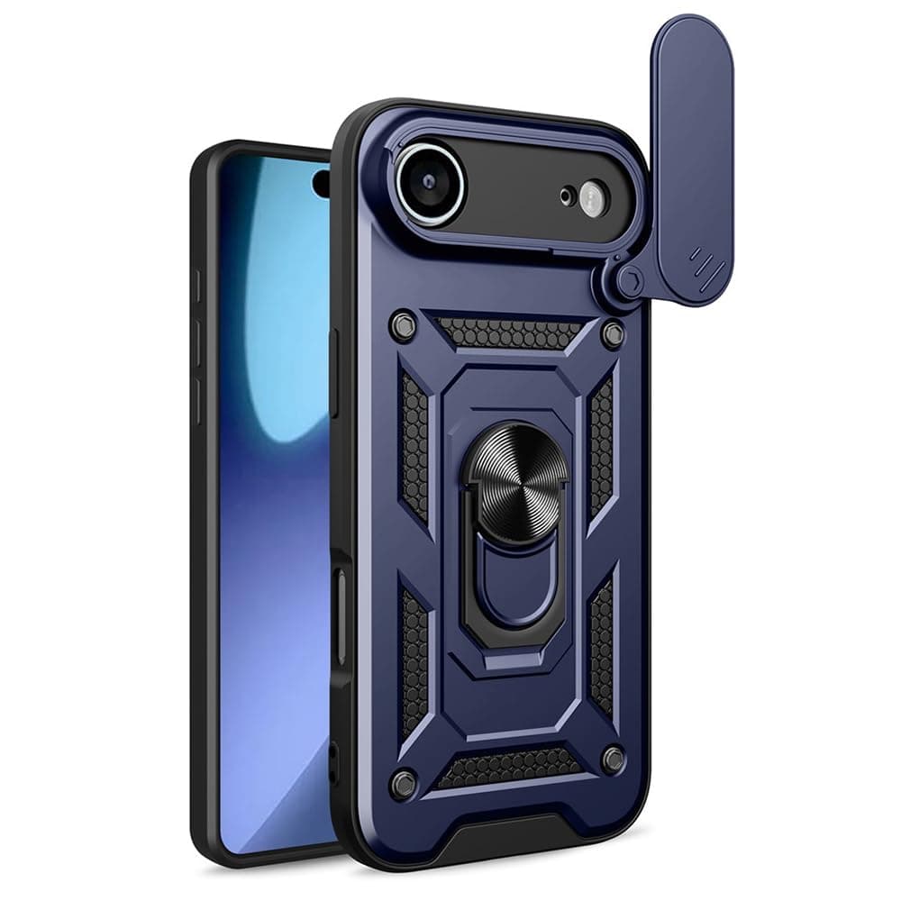 Хибриден удароустойчив кейс с пръстен против изпускане за iPhone 17 Air - Techsuit CamShield Case (син)