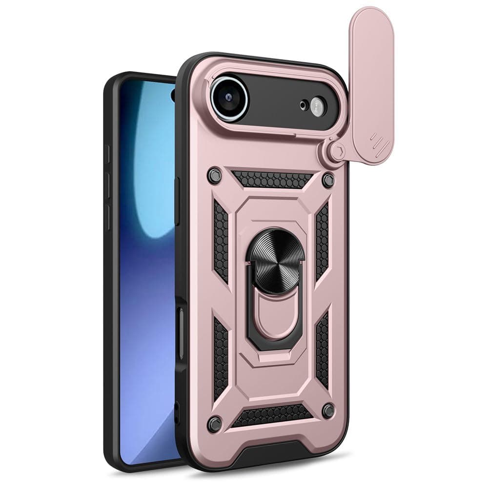 Хибриден удароустойчив кейс с пръстен против изпускане за iPhone 17 Air - Techsuit CamShield Case (розово злато)