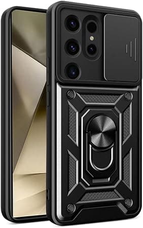 Хибриден удароустойчив кейс с пръстен против изпускане за Samsung Galaxy S26 Ultra - Techsuit CamShield Case (черен)