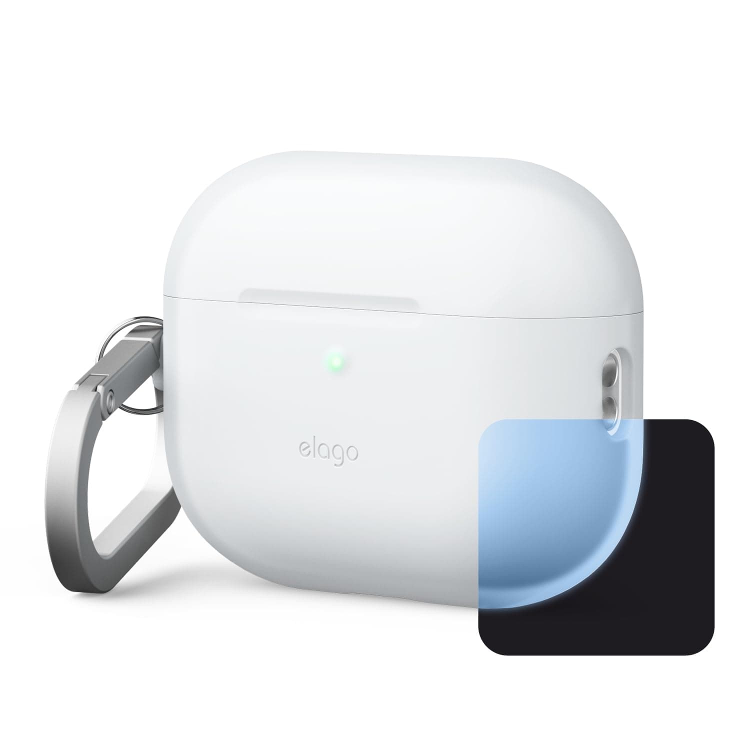 Силиконов (TPU) калъф с карабинер за Apple AirPods Pro 3 (бял-фосфор) - Elago Silicone Hang Case