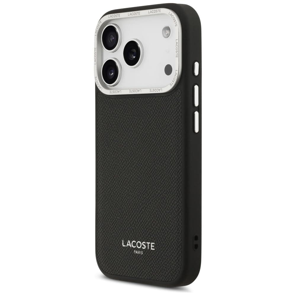 Дизайнерски кожен кейс с MagSafe за iPhone 17 Pro - Lacoste PU Champs Elysees MagSafe Leather Hard Case (черен)