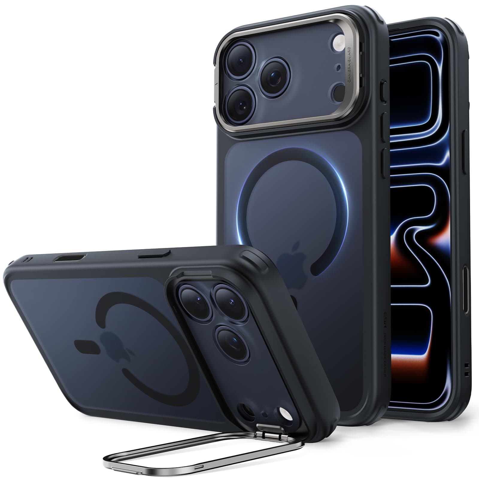 Хибриден кейс с висока степен на защита с MagSafe за iPhone 17 Pro Max - ESR Classic Hybrid HaloLock Kickstand MagSafe Case (черен-прозрачен)