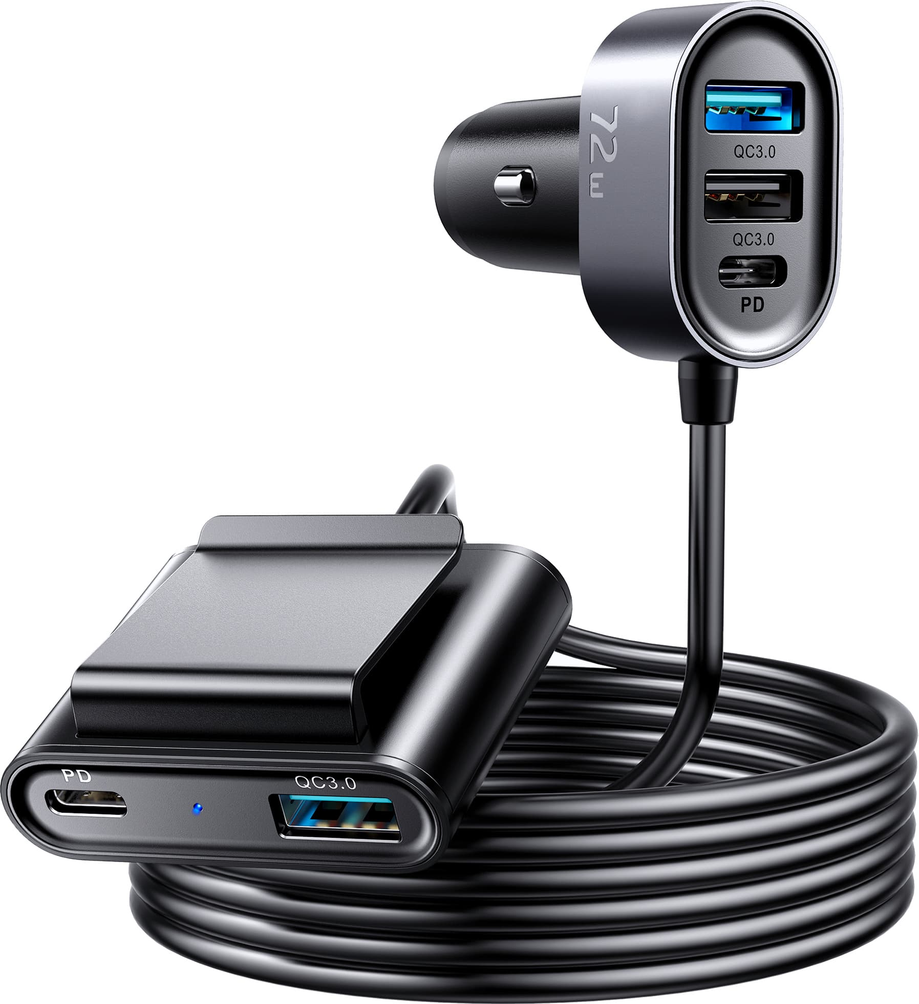 Зарядно за кола с 2xUSB-C и 3xUSB-A изходи за мобилни устройства - Joyroom Multiport 5-in-1 Fast Car Charger 78W (черен)