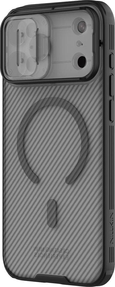 Хибриден удароустойчив кейс с MagSafe за iPhone 17 Pro Max - Nillkin CamShield Pro Magnetic Hard Case (черен-прозрачен)