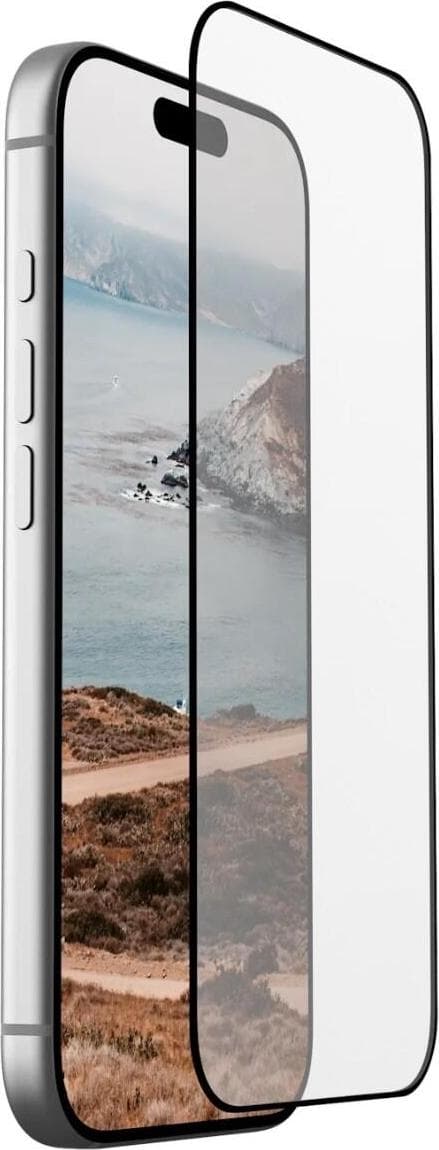 Най-висок клас стъклено защитно покритие за външния дисплей на iPhone 17 Pro - Urban Armor Gear Glass Shield Screen Protector (черен-прозрачен)