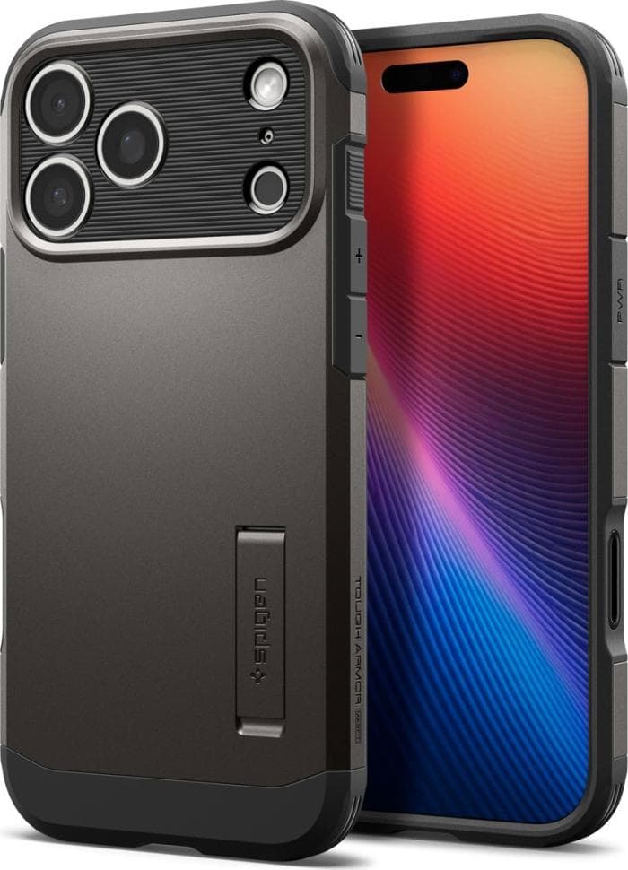 Хибриден кейс с най-висока степен на защита с MagSafe за iPhone 17 Pro Max - Spigen Tough Armor T MagSafe Case (тъмносив)