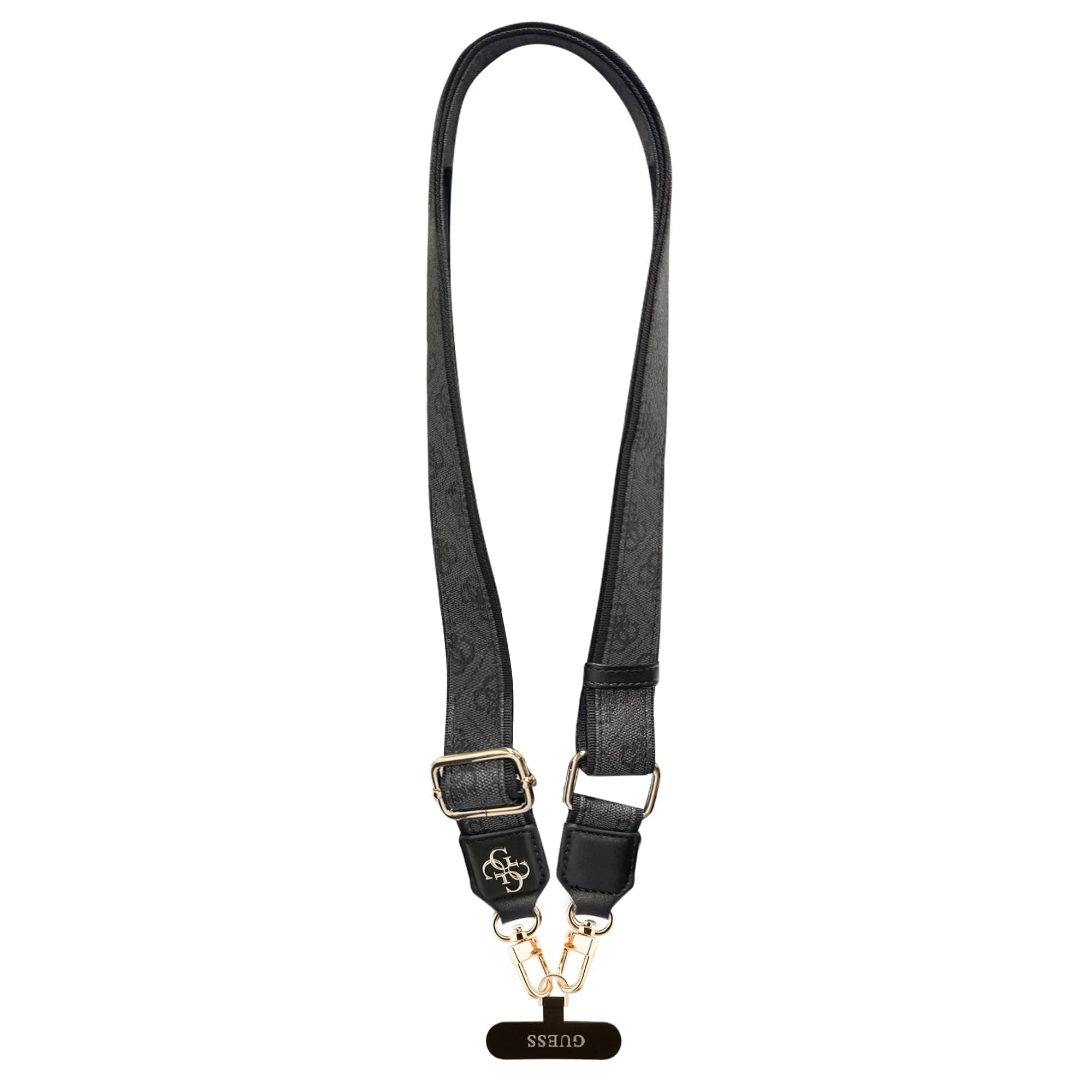 Универсална връзка за носене през врата за смартфони - Guess PU 4G Metal Logo Universal Crossbody Strap (черен)