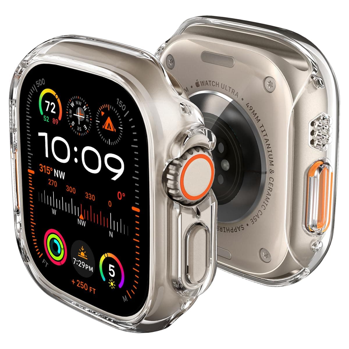 Качествен твърд кейс за Apple Watch Ultra, Ultra 2, Ultra 3 49мм - Spigen Thin Fit Case (прозрачен)