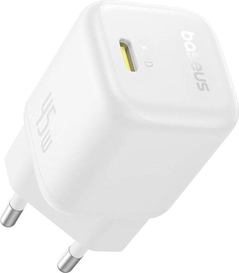 Захранване за ел. мрежа с USB-C изход с технология за бързо зареждане - Baseus PicoGo GaN Fast Wall Charger 45W (P10176800213-00) (бял)