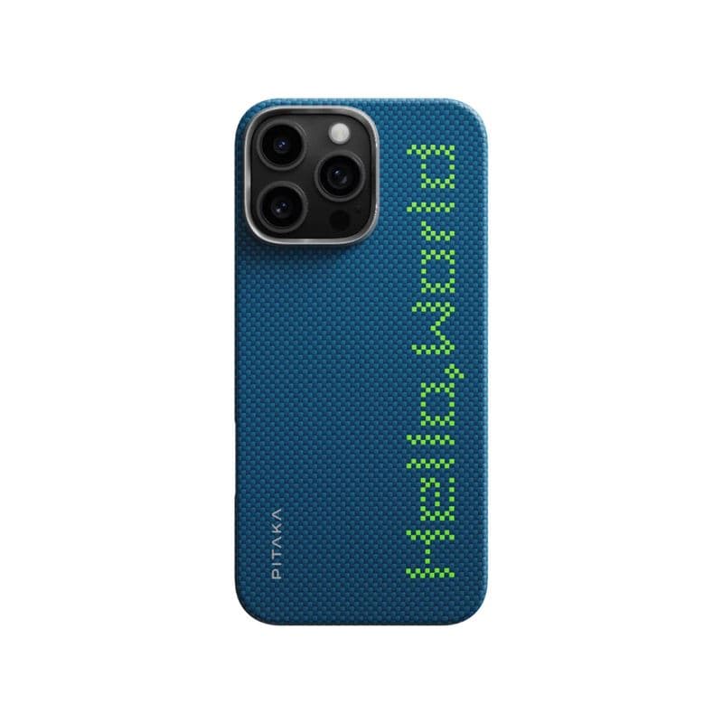 Кевларен кейс с MagSafe за iPhone 16 Pro - Pitaka Tactile Woven Luminous Aramid Fiber Case (син)