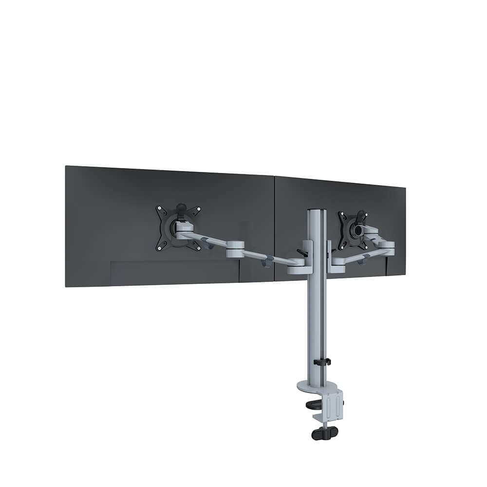 Двойна стойка с рамо за телевизори и монитори с диагонал до 30 инча - 4smarts Desk Holder ErgoFix H3 Vesa 75x75 100x100 (сребрист)