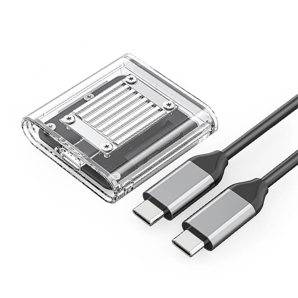 Компактна външна кутия с USB-C за M.2 NVMe SATA SSD дискове - Orico TC20-M2-10G USB-C Mini NVMe SSD USB-C 3.2 Enclosure (прозрачен)