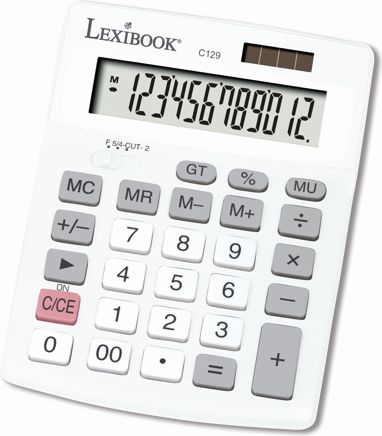 Калкулатор с 12 символа - Lexibook 12-Digit Desktop Calculator with Dual Power Supply C129 (бял)