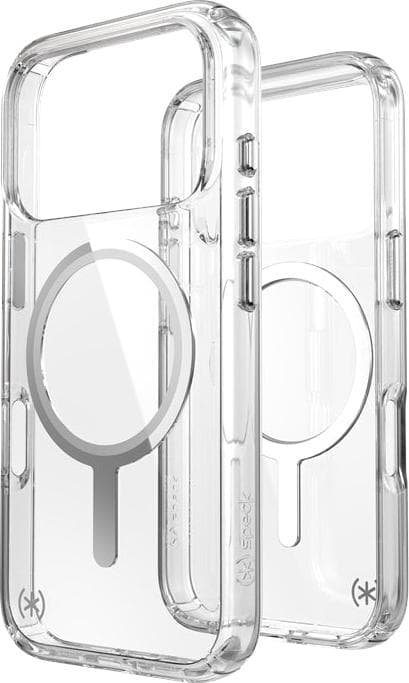 Удароустойчив хибриден кейс с Magsafe за iPhone 17 Pro - Speck Presidio Perfect Clear MagSafe Case (прозрачен-сребрист)