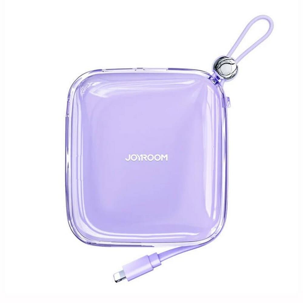 Външна батерия 10000 mAh с вграден Ligtning кабел и USB-C, USB-A и Lightning портове - Joyroom Jelly Power Bank With Lightning Cable 10000mAh (лилав)