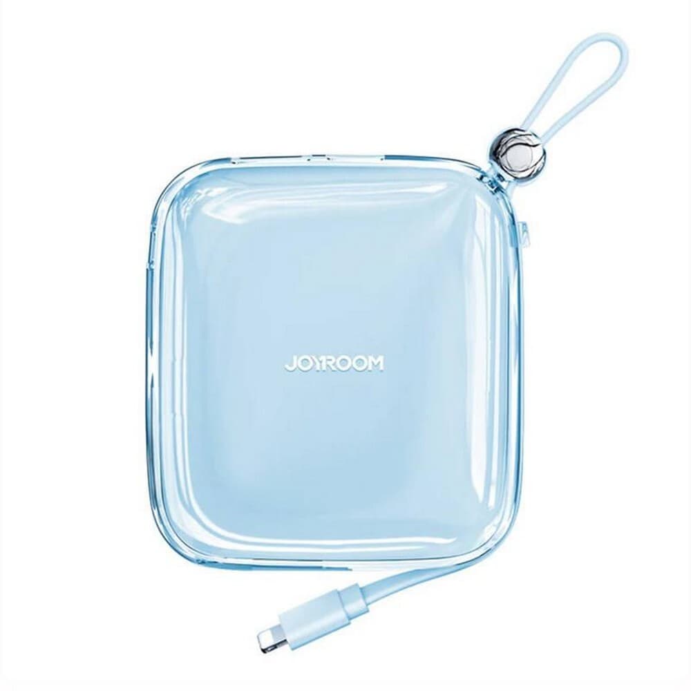 Външна батерия 10000 mAh с вграден Ligtning кабел и USB-C, USB-A и Lightning портове - Joyroom Jelly Power Bank With Lightning Cable 10000mAh (син)