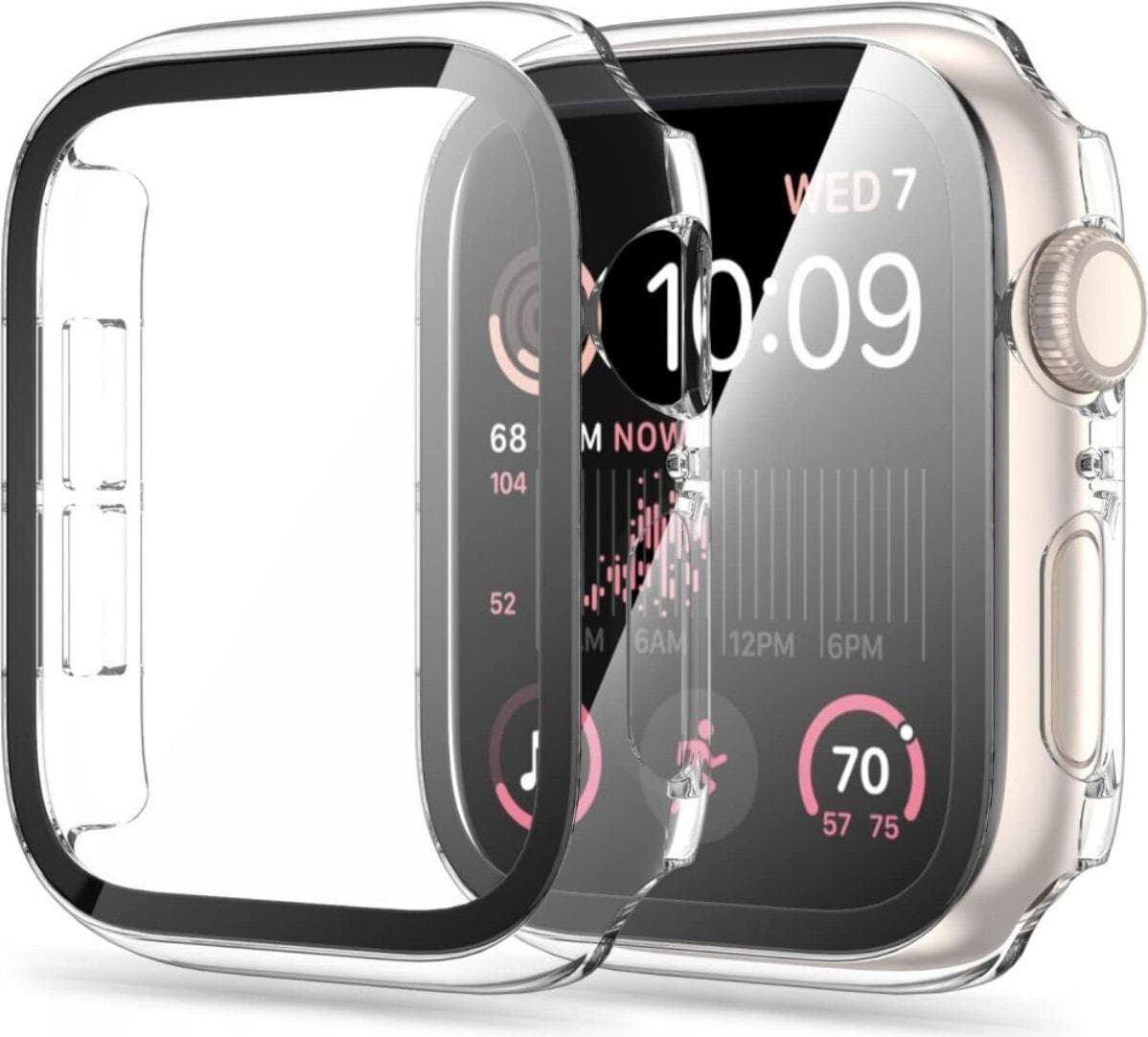 Качествен твърд кейс с вграден стъклен протектор за дисплея на Apple Watch 45мм, 45мм - Tech-Protect Defense360 Case (прозрачен)