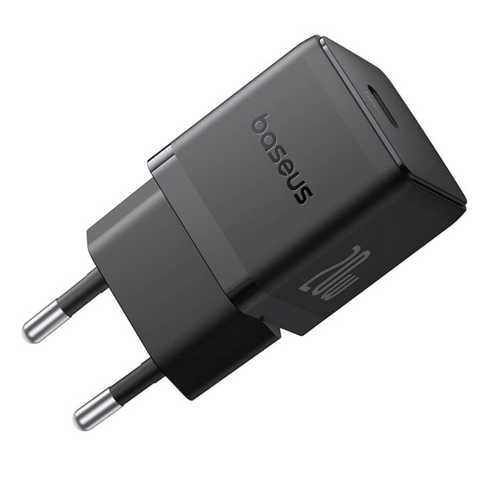 Захранване за ел. мрежа с USB-C изход с технология за бързо зареждане и USB-C към USB-C кабел - Baseus Palm 1C USB-C PD Wall Charger 20W With USB-C Cable (P10111602113-01) (черен)