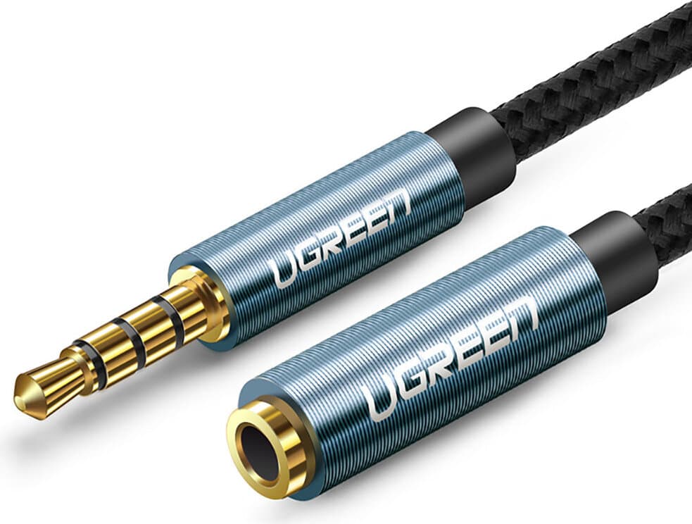 Удължителен аудио кабел 3.5 mm женско към 3.5 mm мъжко (200 см) - Ugreen AV118 Audio Extension Cable (син)