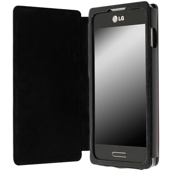 Калъф от естествена кожа за LG Optimus L5 II - Krusell Donso FlipCover (черен)