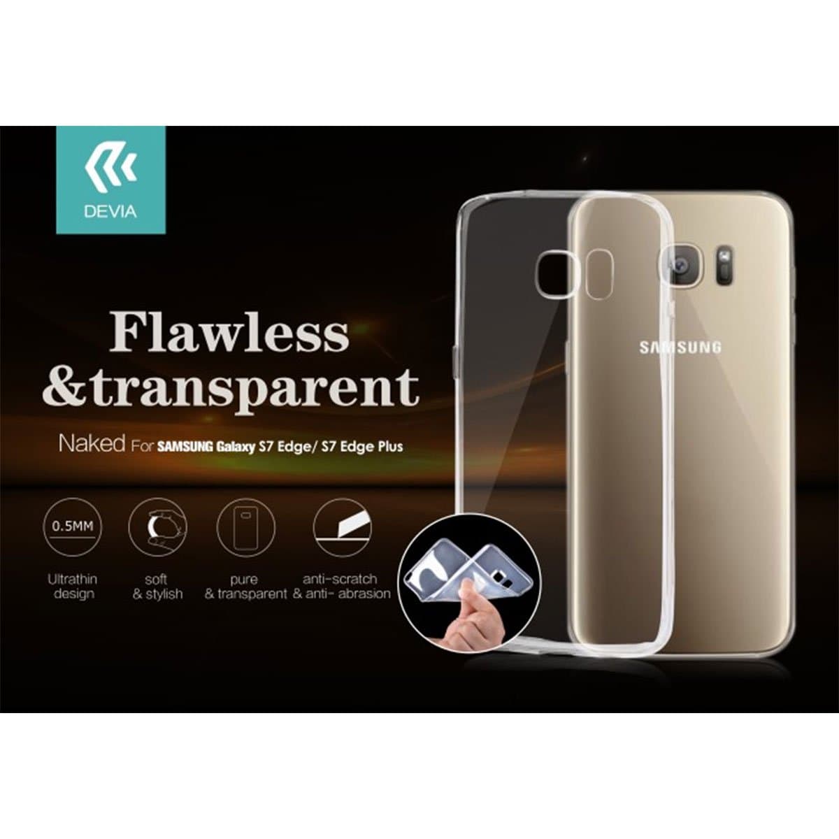 Тънък силиконов (TPU) калъф (0.5 mm) за Samsung Galaxy S7 Edge - Devia Naked Case (прозрачен)