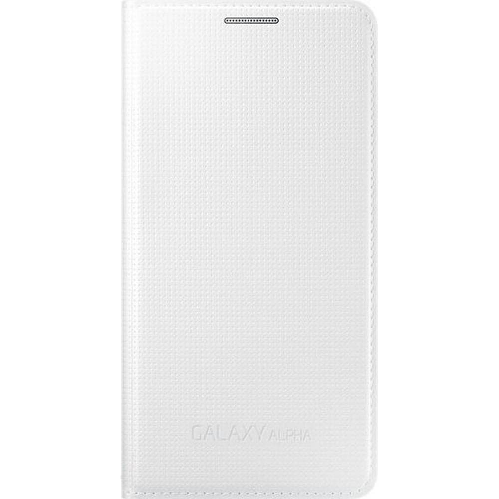 Оригинален кожен калъф за Samsung Galaxy Alpha - Samsung Flip Wallet Cover EF-FG850BWEGWW (бял)