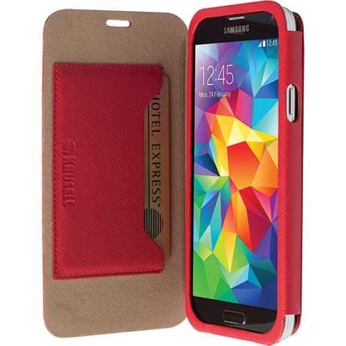 Кожен калъф, тип портфейл за Samsung Galaxy S5 SM-G900, Samsung Galaxy S5 Neo - Krusell Malmo Flip cover (червен)