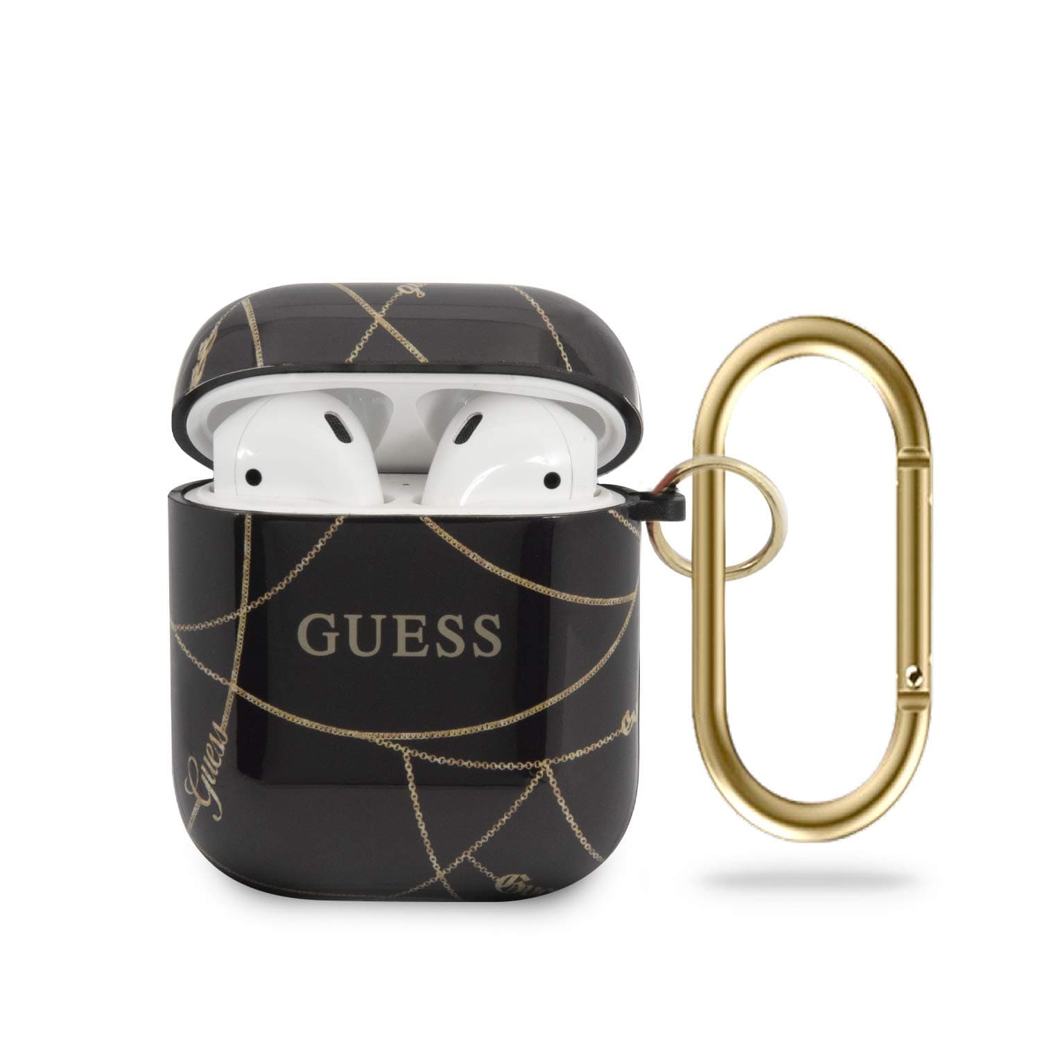 Защитен калъф Guess Gold Chain за Apple Airpods / Apple Airpods 2, черен