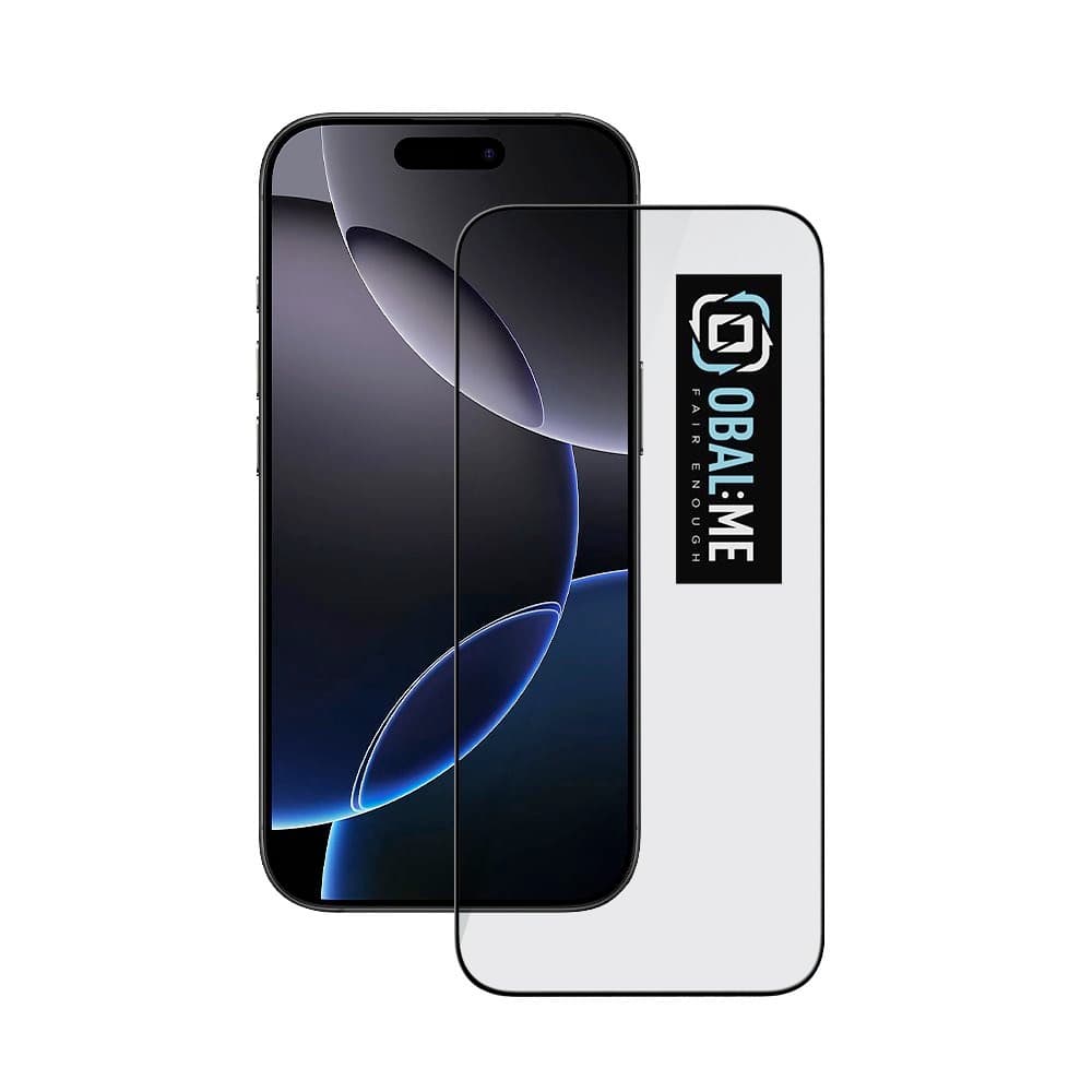 Обхващащо и ръбовете стъклено защитно покритие за дисплея на iPhone 17 Pro Max - OBALME Tempered Glass Screen Protector 5D (черен-прозрачен)