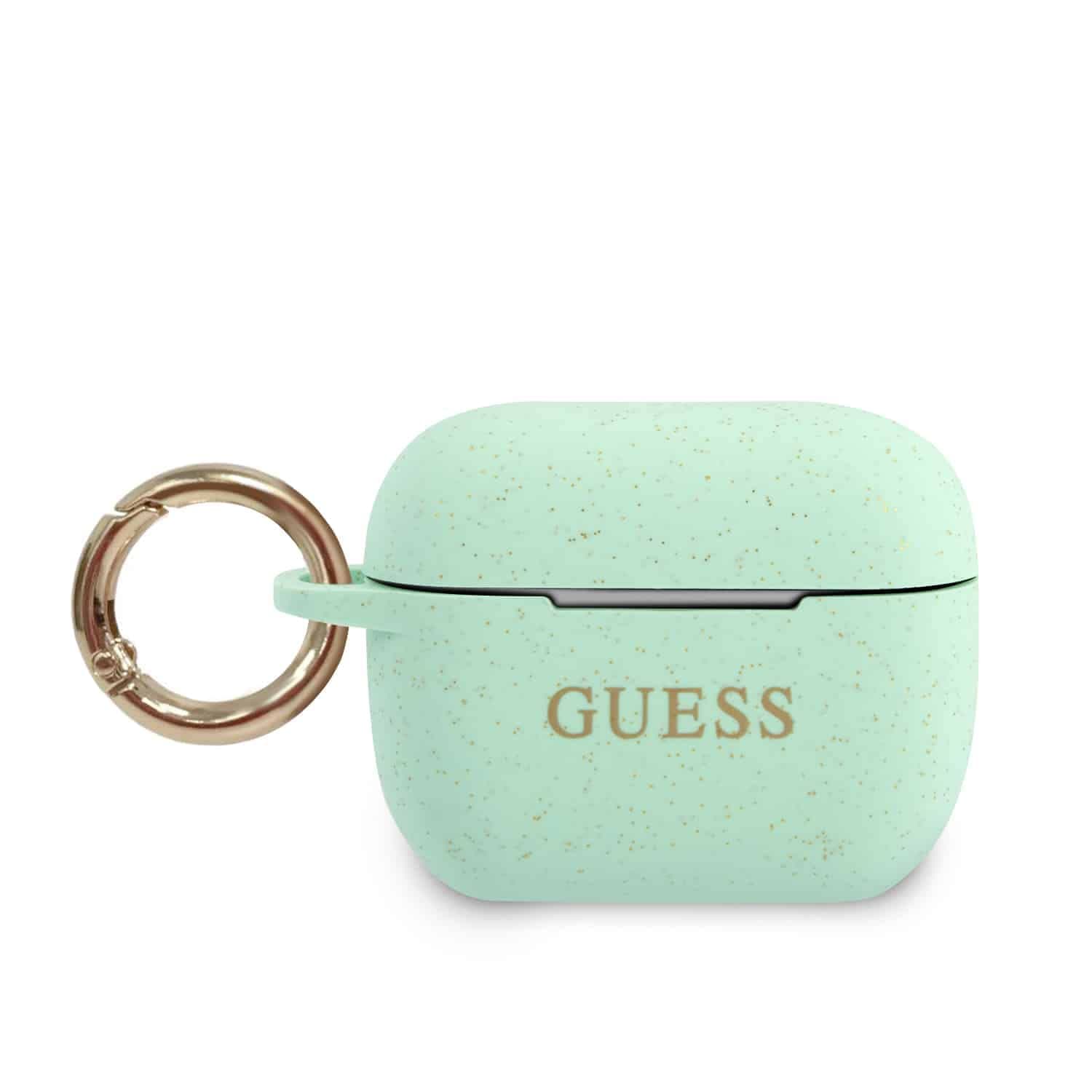 Защитен калъф Guess Silicone Glitter за Apple Airpods Pro, зелен