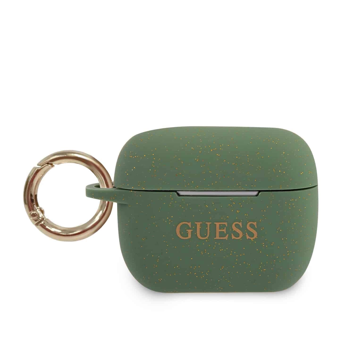 Защитен калъф Guess Silicone Glitter за Apple Airpods Pro, тъмнозелен