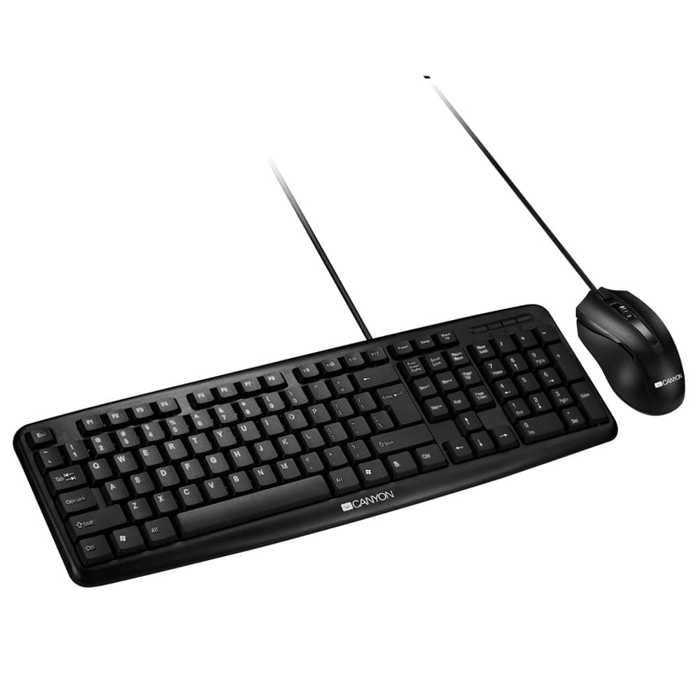 Комплект клавиатура и мишка Canyon CNE-CSET1-BG, оптична мишка (1000 dpi), USB, черни