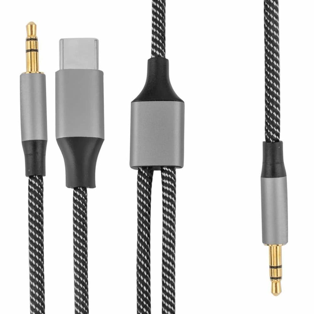 Активен кабел USB-C мъжко към 2x3.5 мм мъжко за устройства с USB-C порт (100 см) - 4smarts MatchCord Active USB-C Male to 2x3.5 mm Male Cable (черен)