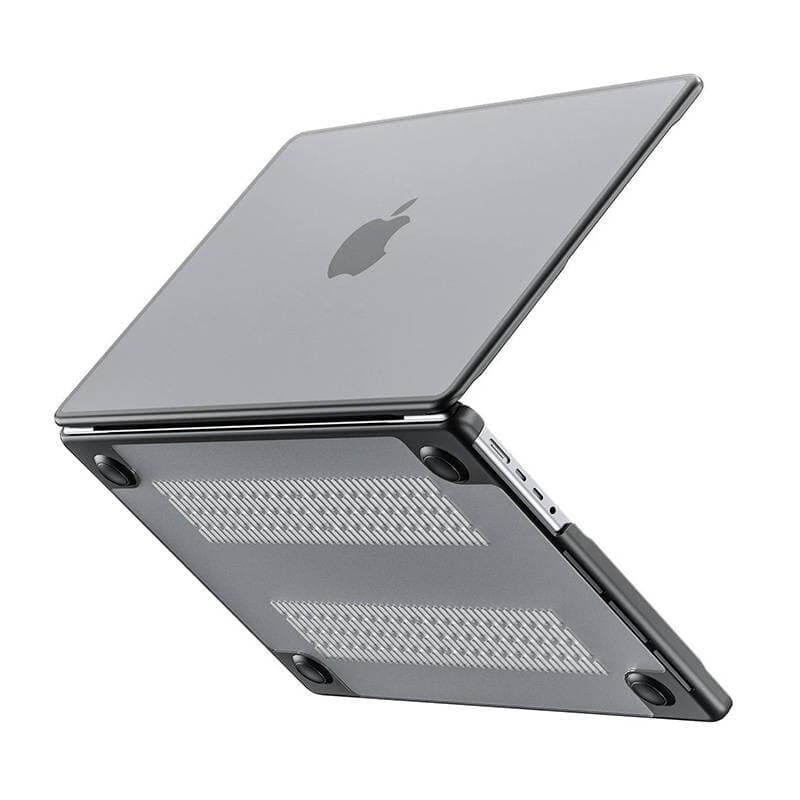 Удароустойчив хибриден кейс за Apple MacBook Pro 14 M1 (2021), MacBook Pro 14 M2 (2023) - INVZI Hardshell Hybrid Case (черен-прозрачен)