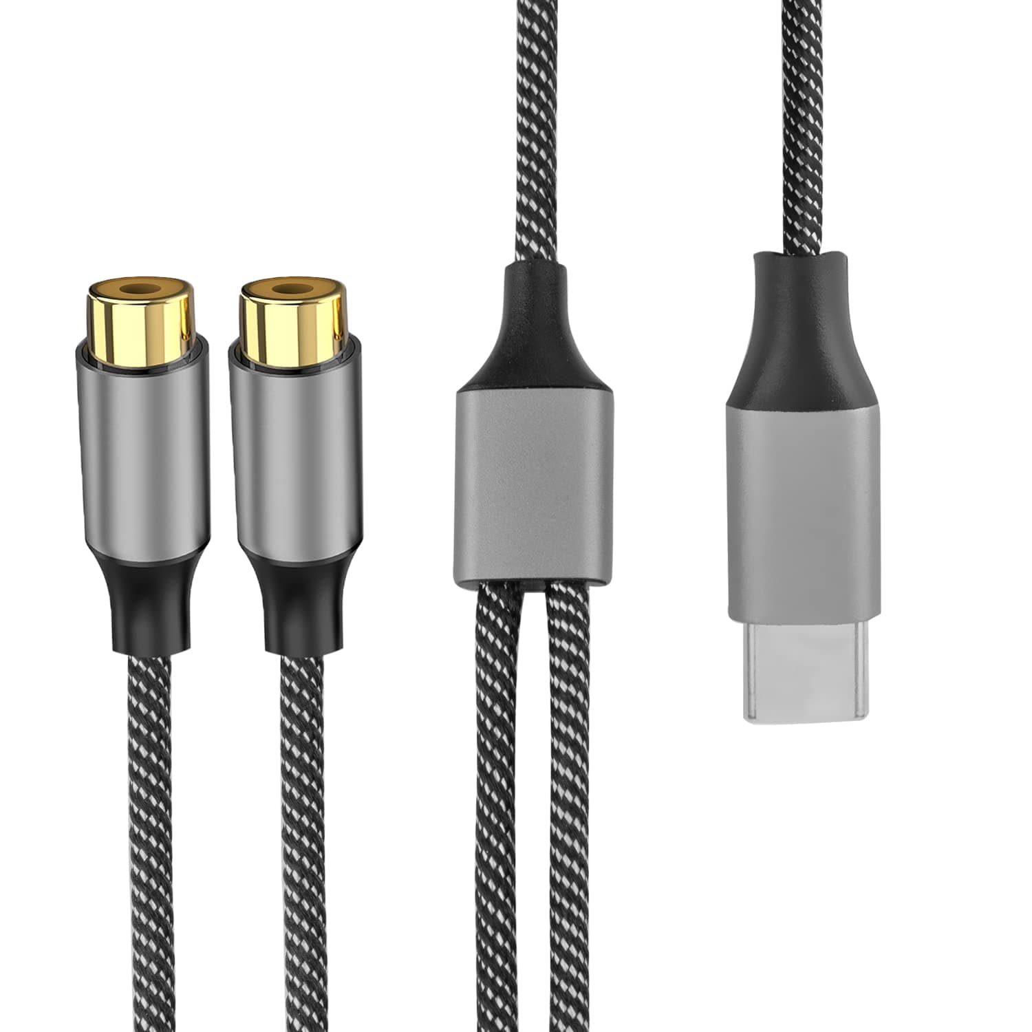 Активен кабел USB-C мъжко към 2xRCA (чинча) женско за устройства с USB-C порт (20 см) - 4smarts MatchCord Active USB-C Male to 2xRCA Female Adapter Cable (черен)