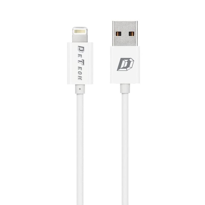 Кабел DeTech, USB А(м) към Lightning(м), 1m., бял, 10бр.