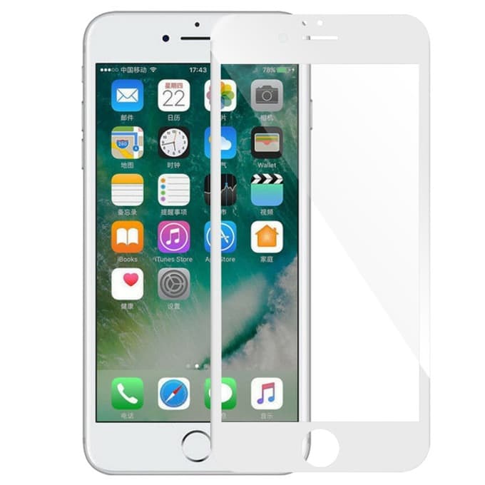 Протектор от закалено стъкло /Tempered Glass/, за Apple iPhone 6 plus, 5D, бяла рамка