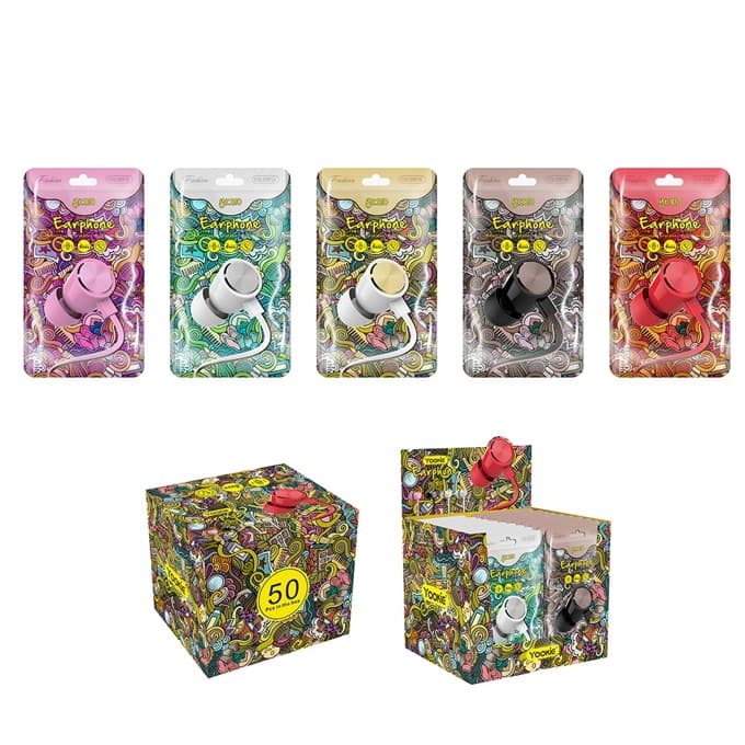 Слушалки Yookie YK810 (20457), микрофон, 1.2 m. кабел, тип "тапи", 3.5 mm jack, Бял, Черен, Червен, Розов