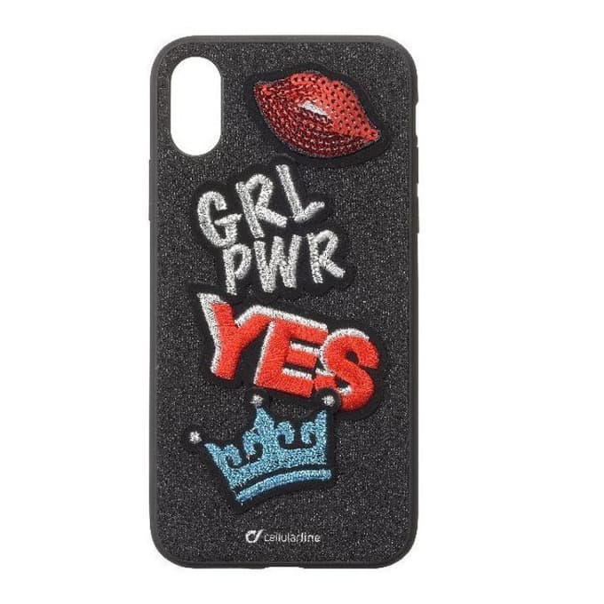 Калъф за iPhone X/XS, гумен, Cellularline Patch, черен